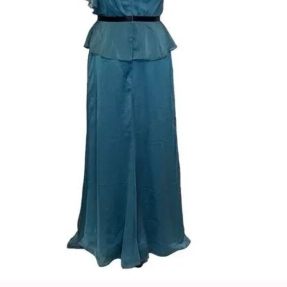 NWOT Alvina Valenta, A-Line, One shoulder pearlescent silk chiffon dress $395msr - Picture 2 of 4